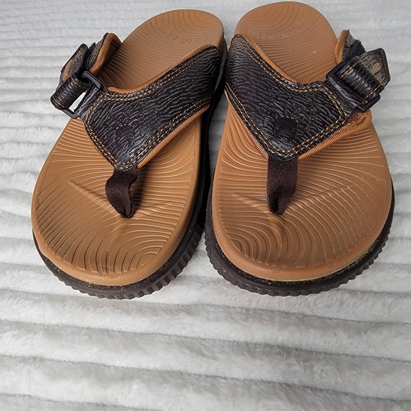 KuaiLu Men’s Comfort Sandals US 7 Brown Flip Flop Adjustable Strap Beach Shoes - Picture 4 of 6